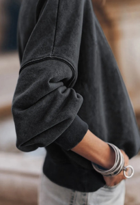 Black Drop Shoulder Pullover Sweater Presale