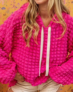 Rose Bubble Textured Waffle Hoodie Presale