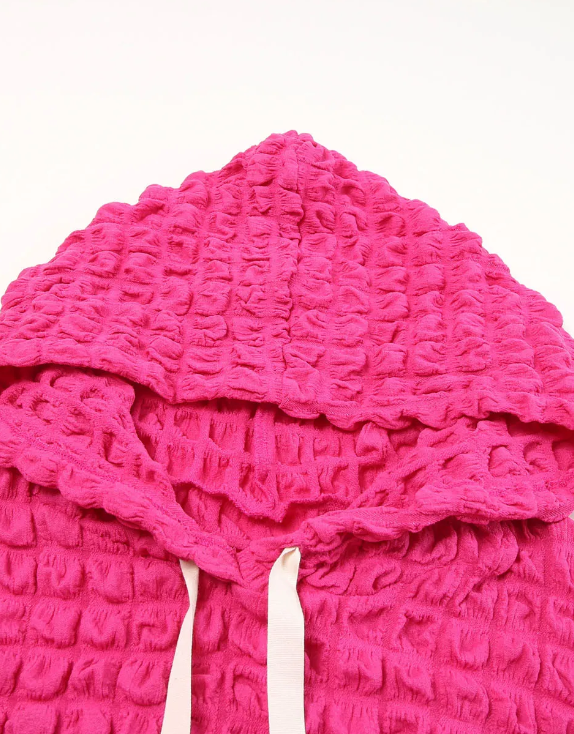 Rose Bubble Textured Waffle Hoodie Presale