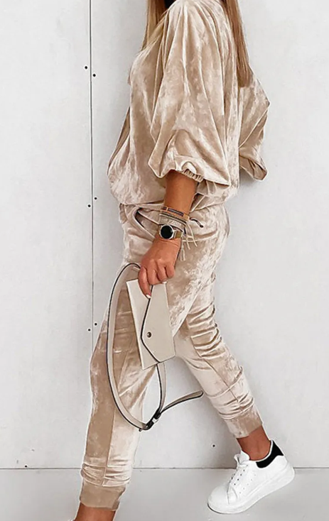 Velvet Quarter Zip Two Piece Set Presale