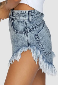Dark Acid Raw Hem Shorts Presale