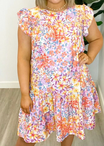 Orange Floral Plus Size Dress Presale