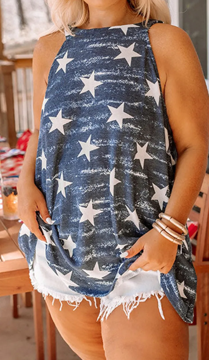 Plus Size Grey Vintage Star Tank Presale
