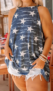 Plus Size Grey Vintage Star Tank Presale