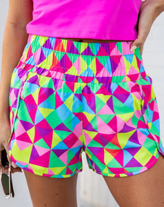 Multi Color Geometric Athletic Shorts  Presale