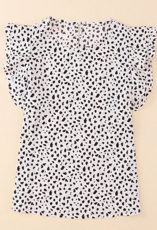 Leopard Dot Ruffle Top Presale