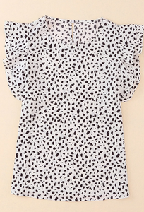 Leopard Dot Ruffle Top Presale