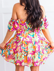 Multi Color Smocked Boho Tiered Dress Presale