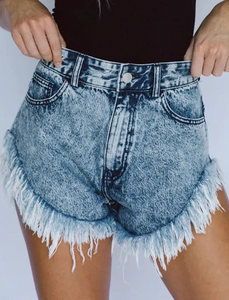 Dark Acid Raw Hem Shorts Presale