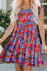 Multi Color Floral Mini Dress Presale