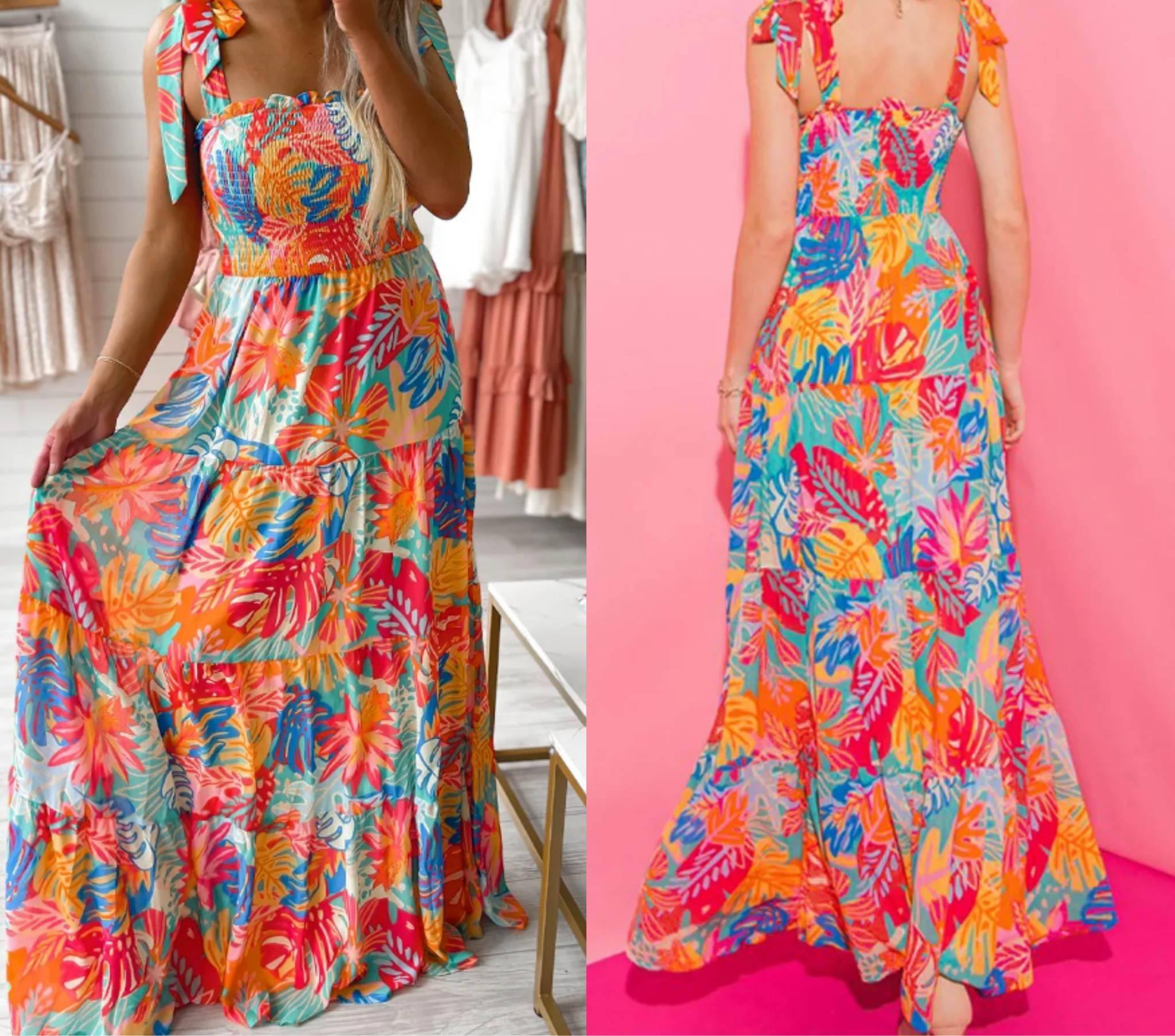 Multi Color Floral Maxi Dress Presale