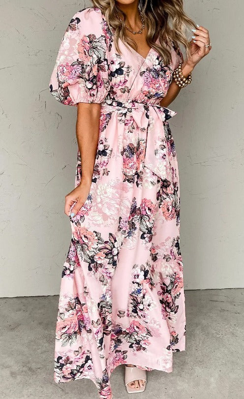 Pink Puff Sleeve Maxi Dress Presale