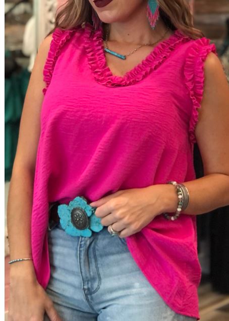 Rose Frilled Tank Tops Presale