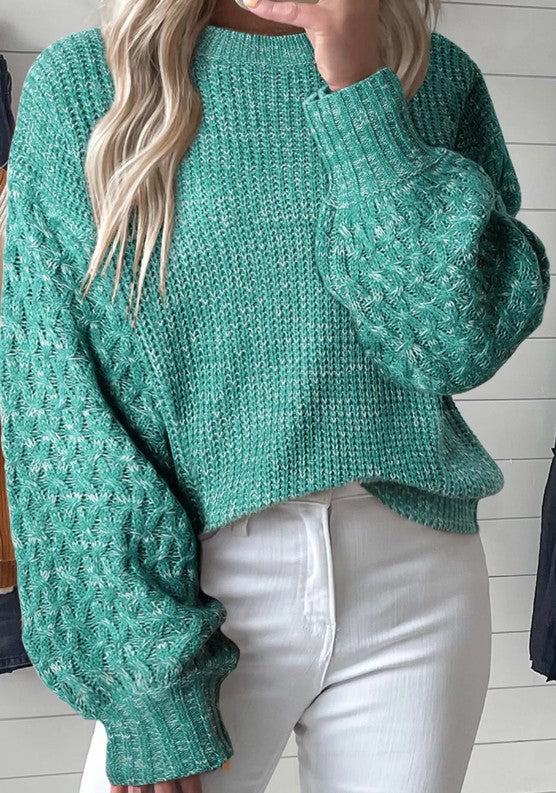 Seafoam Cable Knit Sweater Presale