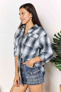 Plaid Dropped Shoulder Shirt - MULTI COLORS *