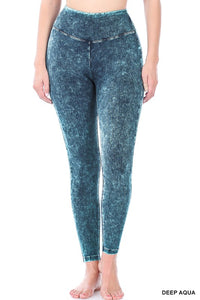 MINERAL WASHED WIDE WAISTBAND YOGA LEGGINGS