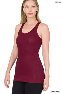 STRETCHY RIBBED KNIT RACERBACK TANK