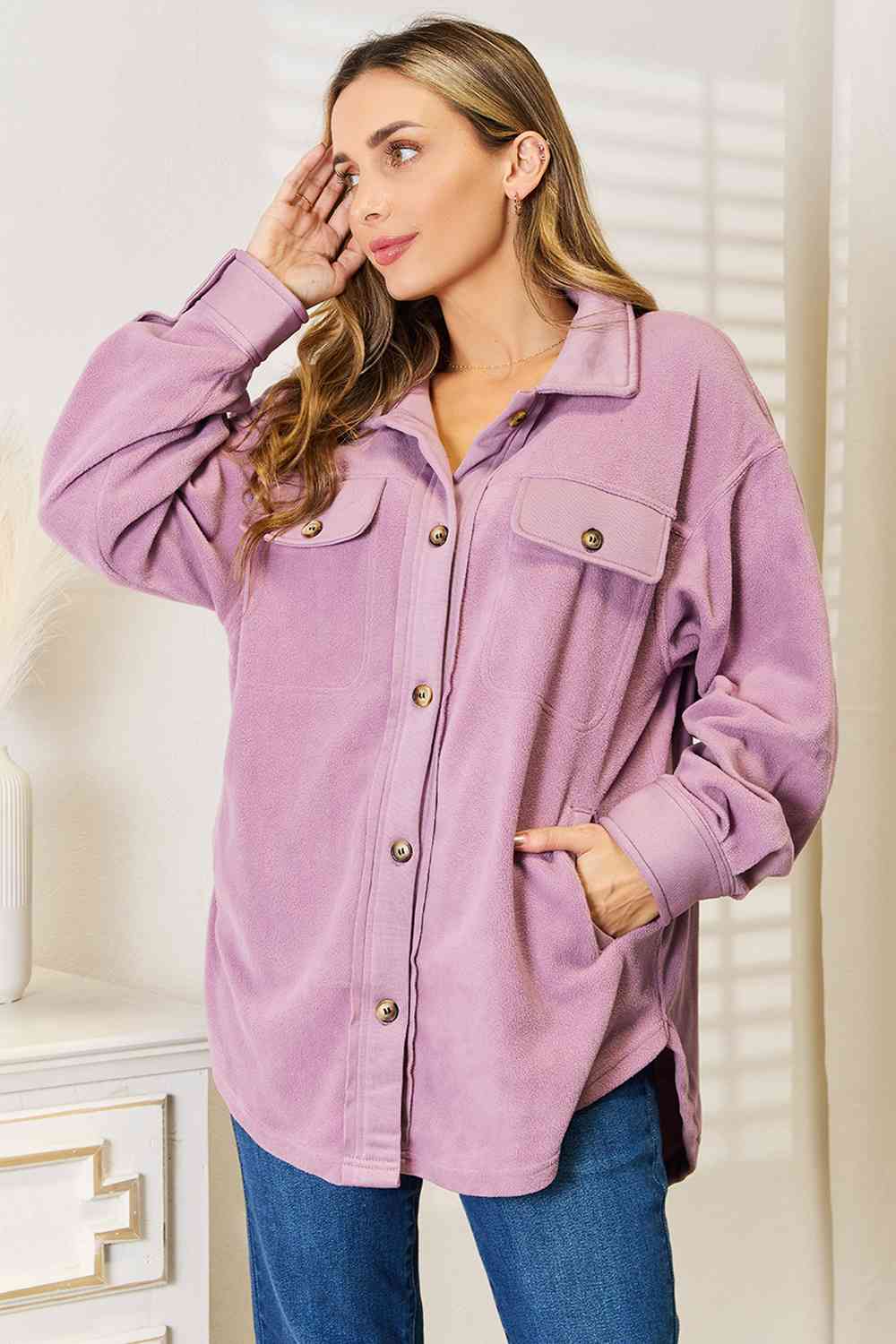 Cozy Girl Button Down Shacket - REG & PLUS SIZE