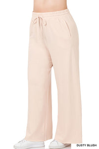 PLUS FRENCH TERRY DRAWSTRING RAW EDGE HEM PANTS