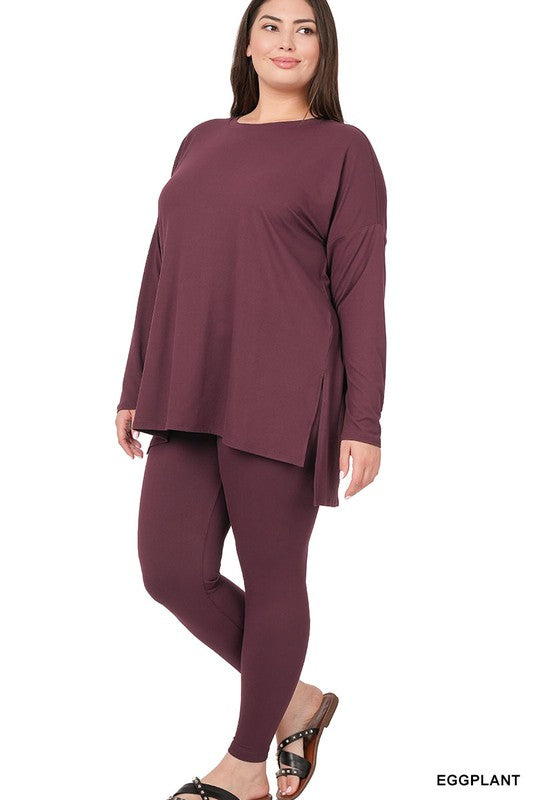 PLUS BRUSHED DTY MICROFIBER LOUNGEWEAR SET