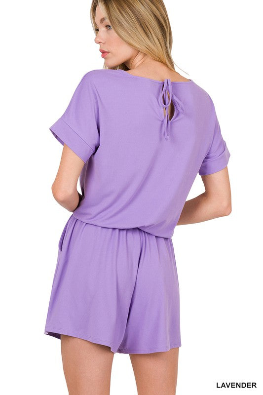 Brushed Romper with Pockets - Multi Colors