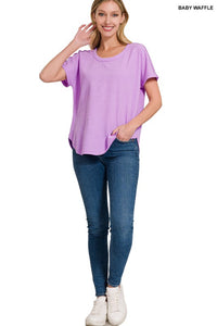MELANGE BABY WAFFLE SHORT SLEEVE TOP