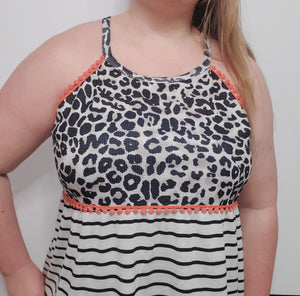Striped Leopard Pom Tank Top