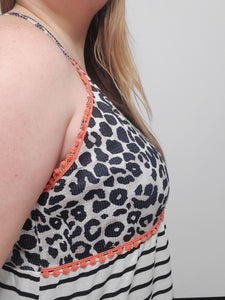 Striped Leopard Pom Tank Top