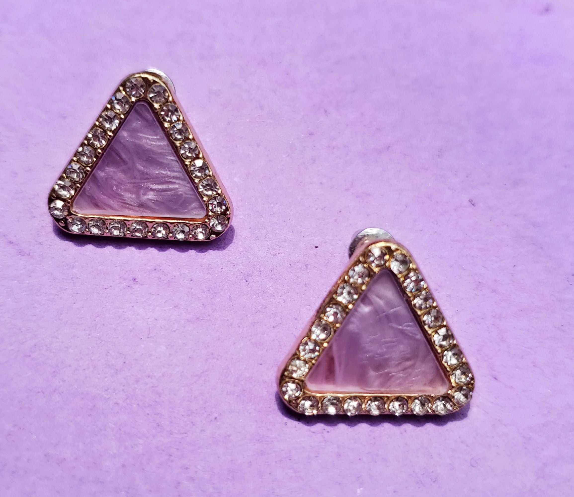 Sterling Silver Triangle Purple Haze Earrings