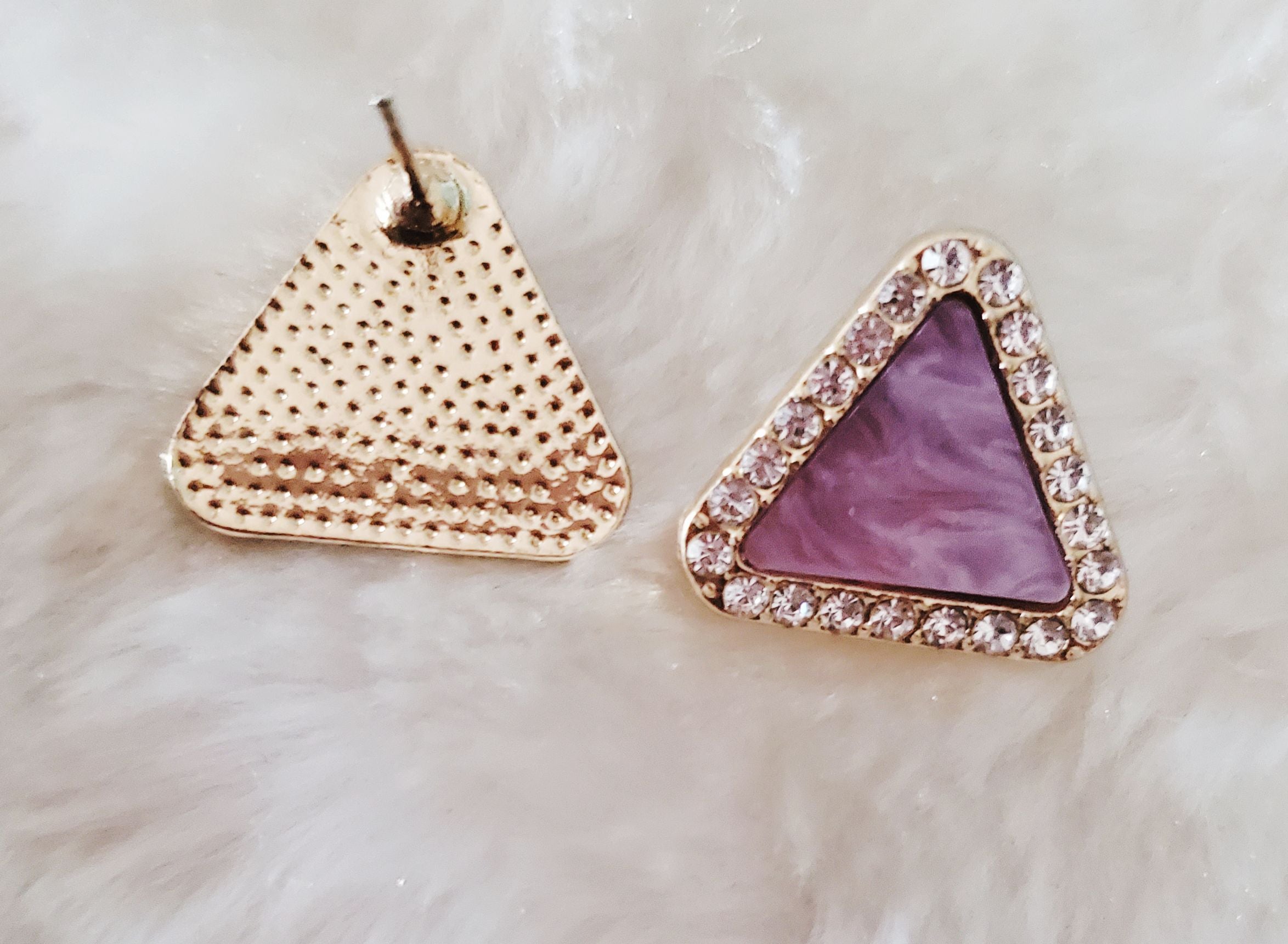 Sterling Silver Triangle Purple Haze Earrings
