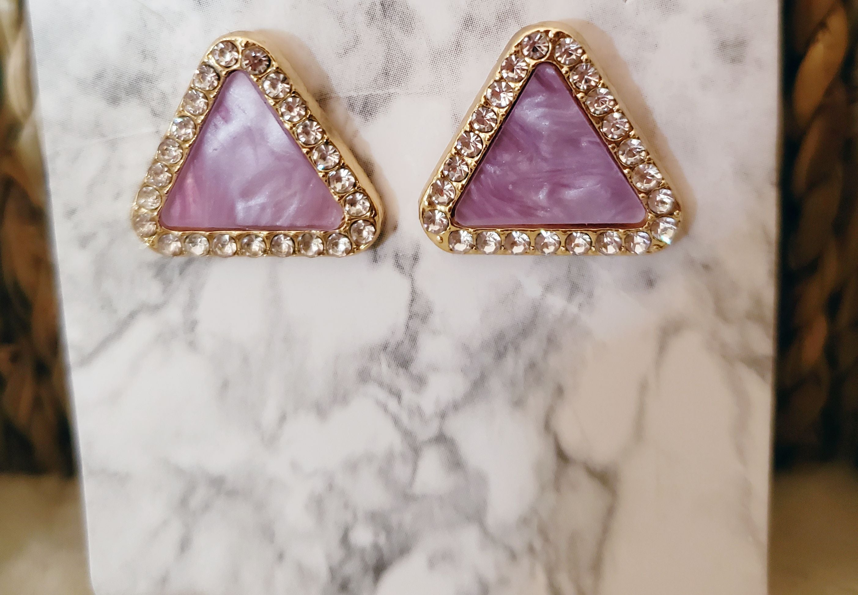 Sterling Silver Triangle Purple Haze Earrings