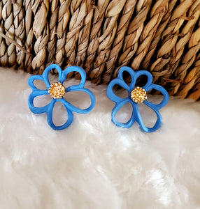 Sterling Silver Needle Daisy Stud Earrings