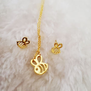 Bee Pendant Alloy Necklace and Earring Set