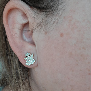 Crystal Goldtone Ghost Stud Earrings