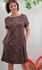 Leopard Short Sleeve Backless Dress