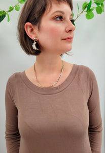 Snow Leopard Crescent Moon Earrings