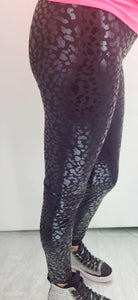 Black Shiny Leopard Leggings