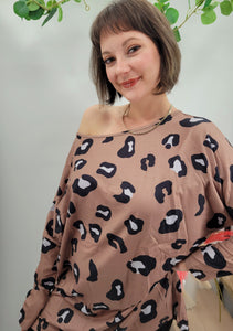 Brown Leopard Tunic Top