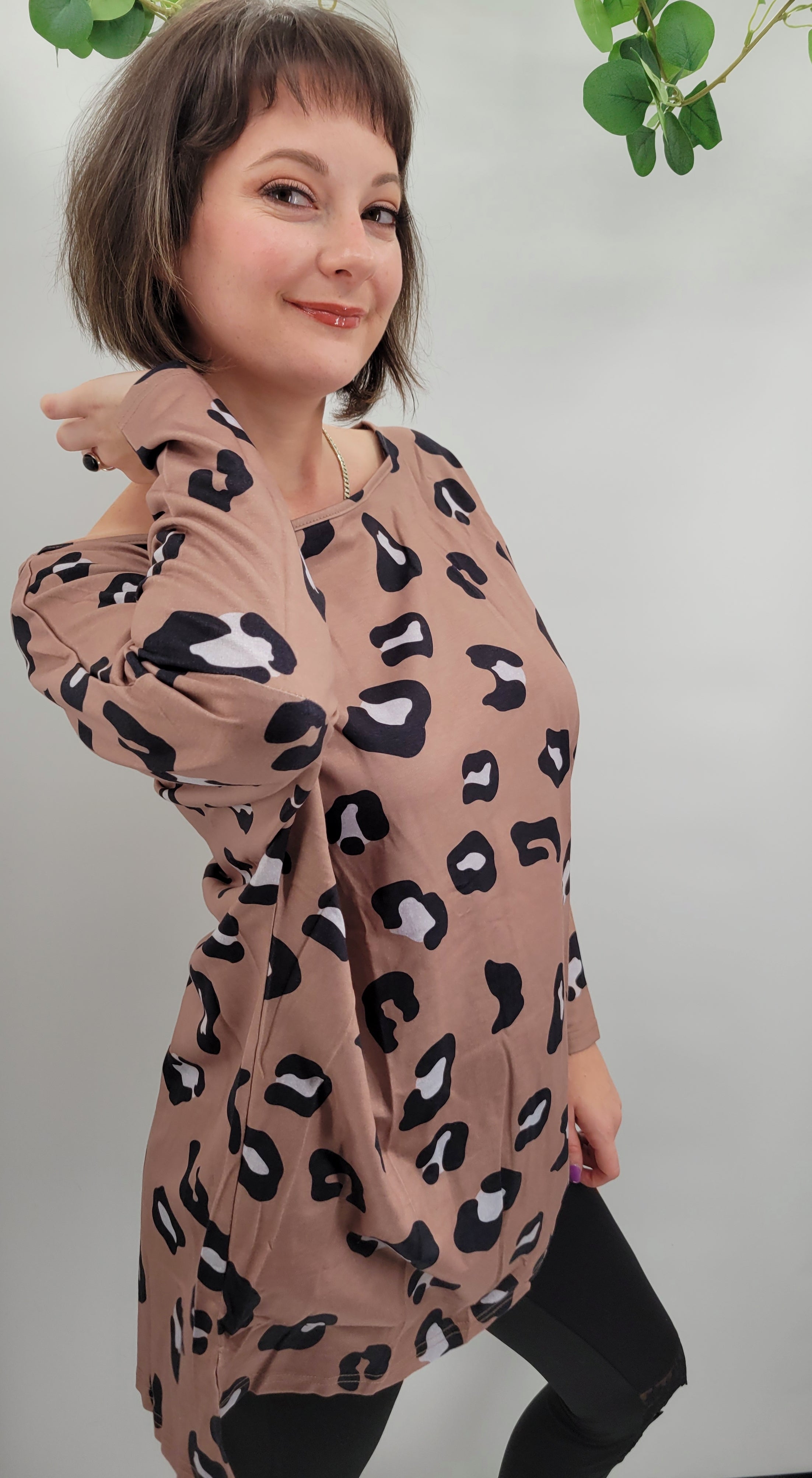 Brown Leopard Tunic Top