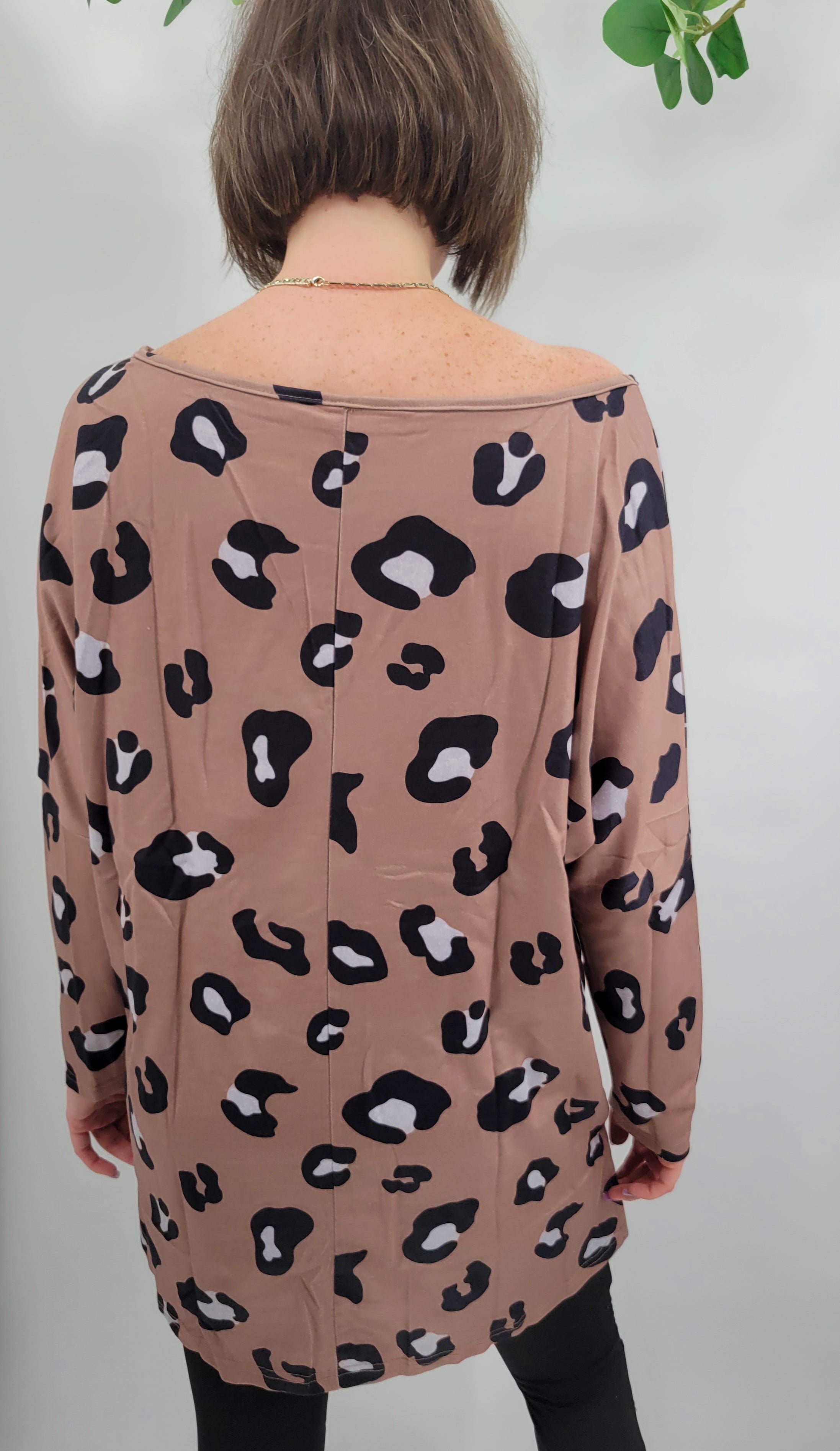 Brown Leopard Tunic Top