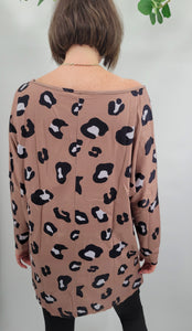 Brown Leopard Tunic Top