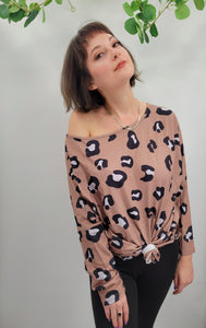Brown Leopard Tunic Top