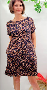 Leopard Short Sleeve Backless Dress