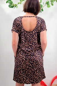 Leopard Short Sleeve Backless Dress
