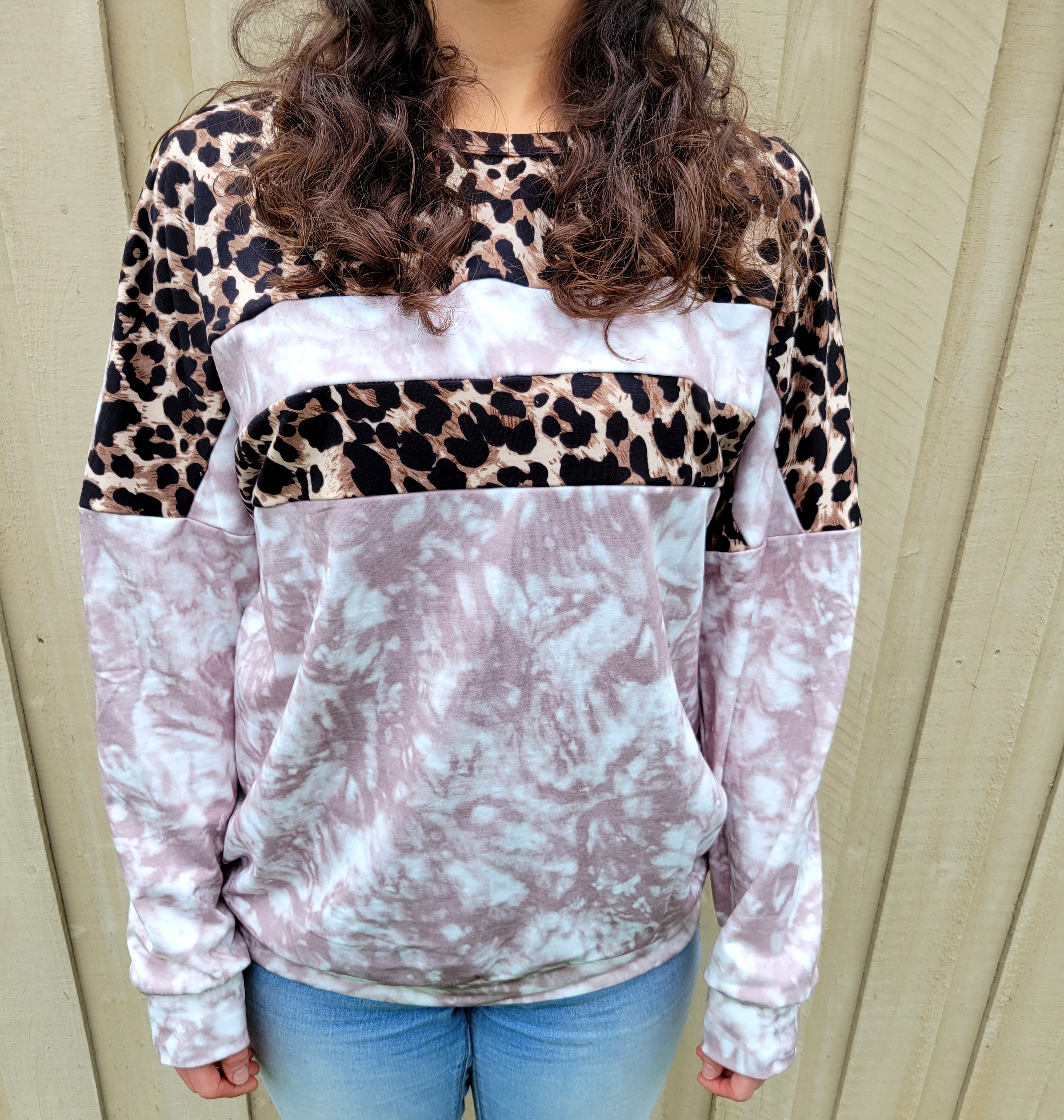 Tie Dye Leopard Long Sleeve Shirt