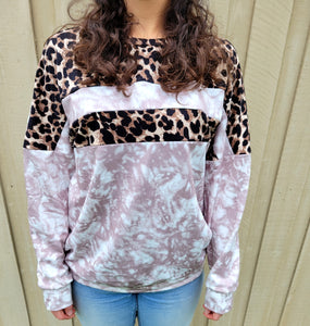 Tie Dye Leopard Long Sleeve Shirt