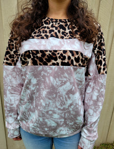 Tie Dye Leopard Long Sleeve Shirt