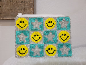 All Smiles Checker Seed Bead Coin Purse