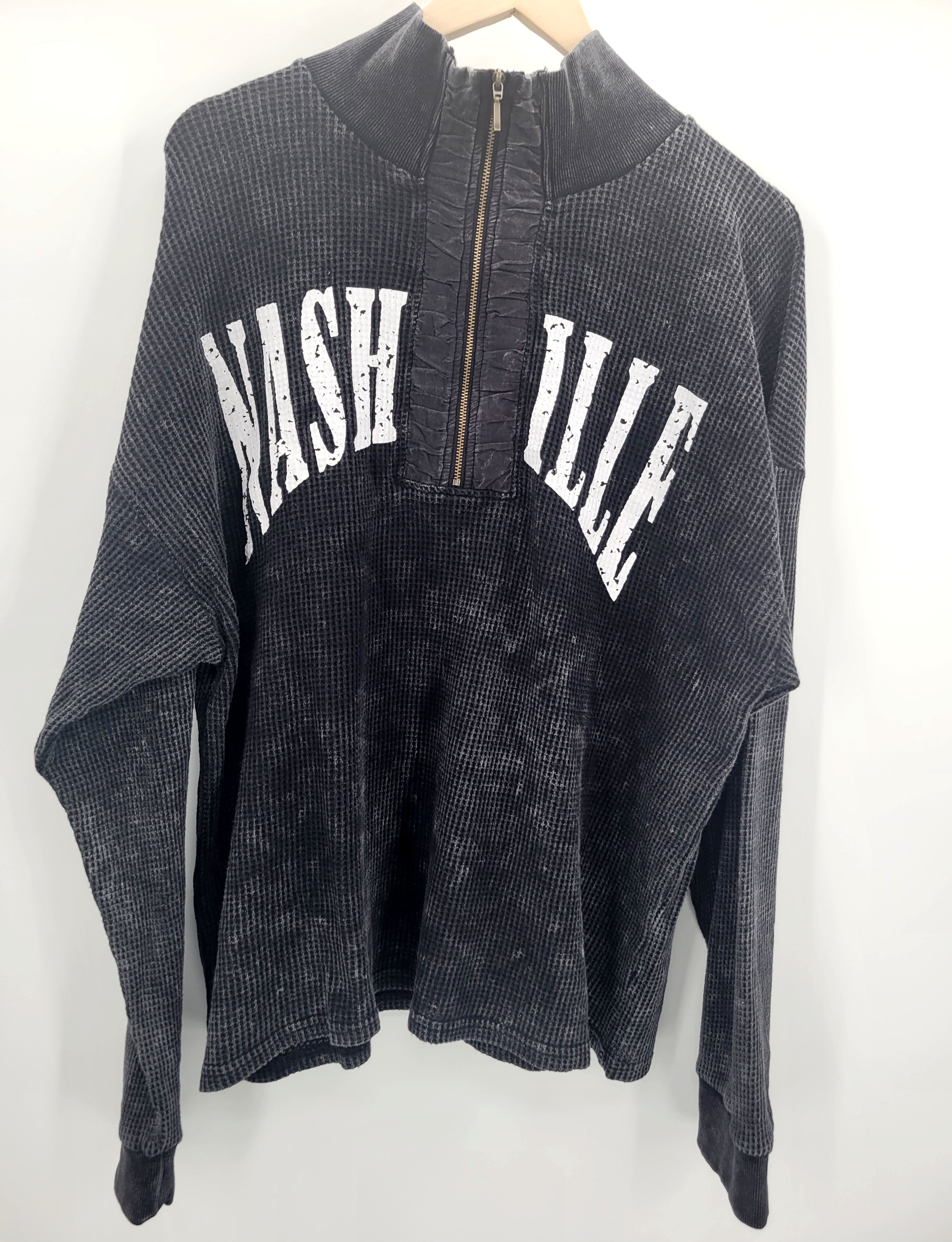 'Nashville' Mineral Wash Quarter Zip Up