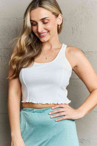Bow Down Sleeveless Ruffle Crop Top - White